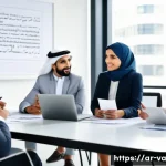 경쟁 분석 프레임워크에서의 팀워크 및 협업 - A diverse professional team engaged in an active discussion around a modern conference table in a br...