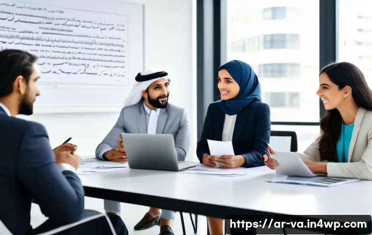 경쟁 분석 프레임워크에서의 팀워크 및 협업 - A diverse professional team engaged in an active discussion around a modern conference table in a br...