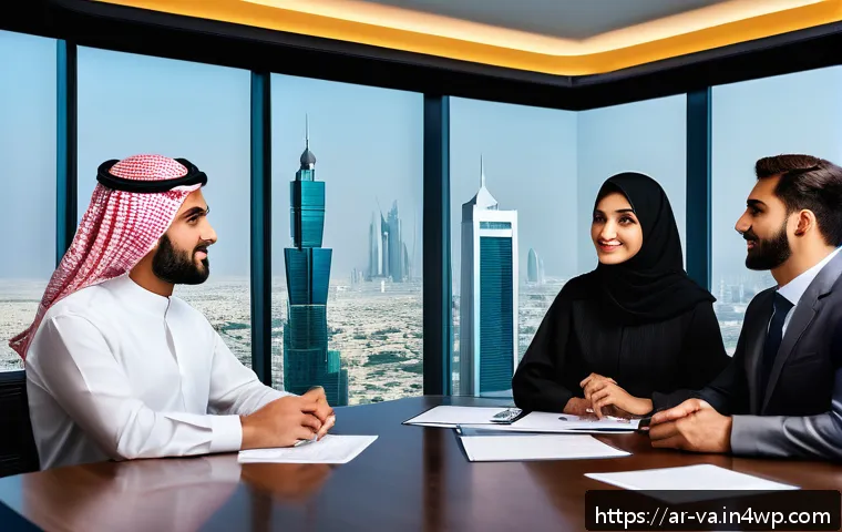 경쟁 분석 프레임워크를 위한 맞춤형 전략 수립 - A modern Middle Eastern business office setting showing a diverse team of Arab professionals engaged...