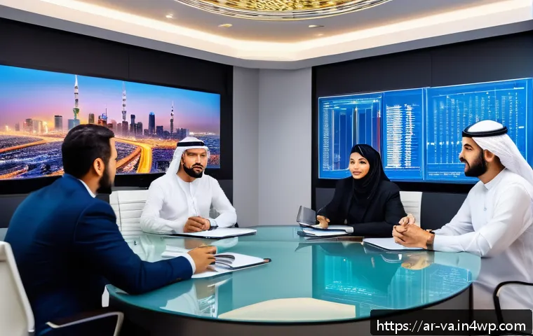 경쟁 분석 프레임워크의 경영진 보고서 작성법 - A modern Arab business meeting scene in a sleek office overlooking a Middle Eastern city skyline at ...